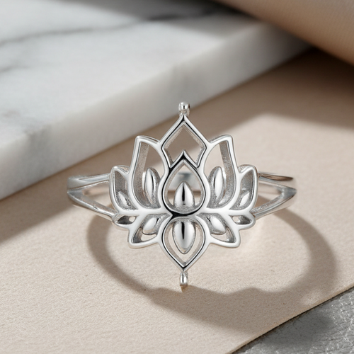 Sterling Silver Lotus Flower Ring