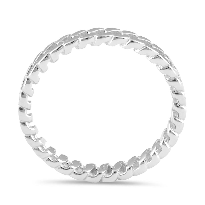 Sterling Silver Thin Trendy Chain Band Ring