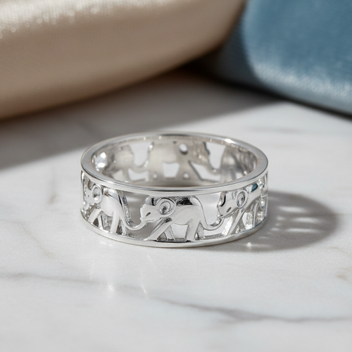 Sterling Silver Multiple Elephants Ring