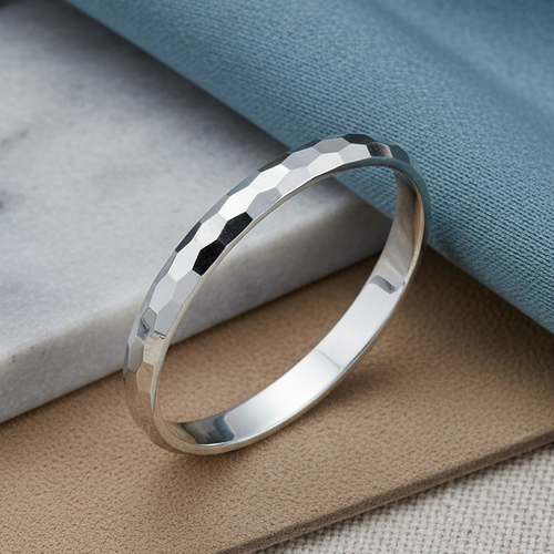 Sterling Silver 2MM Hammered Ring