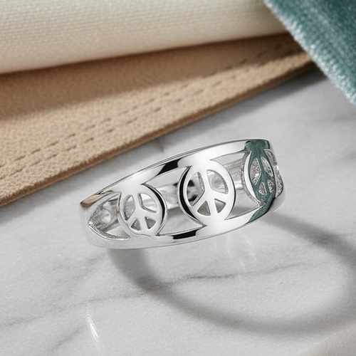 Sterling Silver Peace Sign Ring