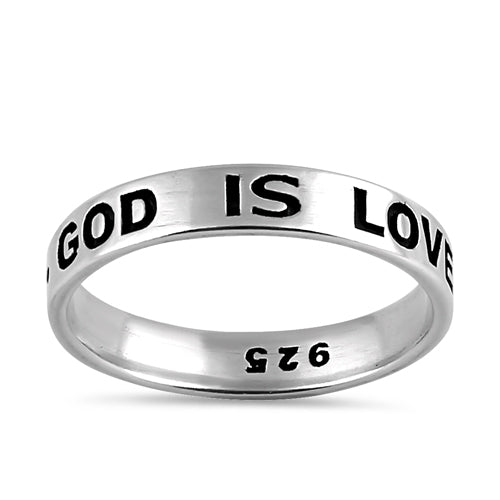 Sterling Silver 4mm God Is Love Ring