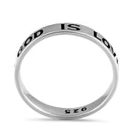 Sterling Silver 4mm God Is Love Ring