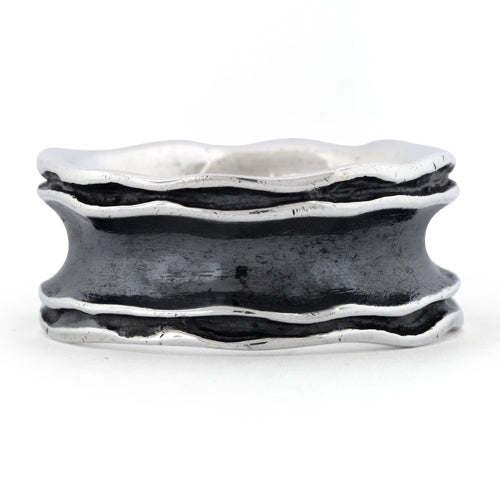 Sterling Silver Oxidized Wavy Thick Ring