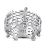 Sterling Silver Musical Notes Ring