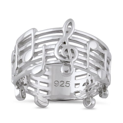 Sterling Silver Musical Notes Ring