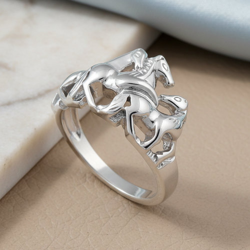Sterling Silver Horses Ring