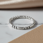 Sterling Silver Stackable Bead and Bar Ring