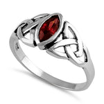 Sterling Silver Garnet Celtic Design CZ Ring