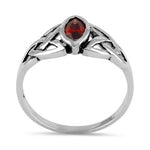 Sterling Silver Garnet Celtic Design CZ Ring