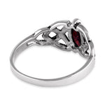 Sterling Silver Garnet Celtic Design CZ Ring