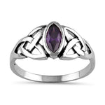 Sterling Silver Amethyst Celtic Design CZ Ring