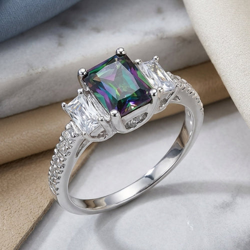 Sterling Silver Mystic Rainbow CZ Ring