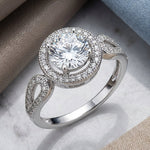 Sterling Silver Clear CZ Halo Engagement Infinity Band Ring