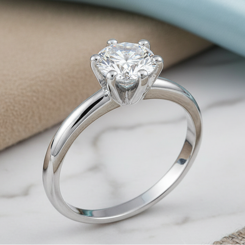 Sterling Silver Solitaire CZ Engagement Ring