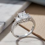 Sterling Silver 3 Stone CZ Engagement Ring