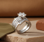 Sterling Silver CZ Engagement Ring Set