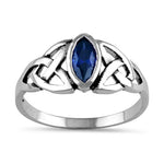 Sterling Silver Blue Sapphire Celtic Design CZ Ring