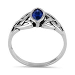 Sterling Silver Blue Sapphire Celtic Design CZ Ring