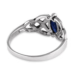 Sterling Silver Blue Sapphire Celtic Design CZ Ring