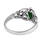 Sterling Silver Emerald Celtic Design CZ Ring