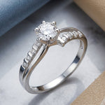 Sterling Silver Clear Round Cut Engagement CZ Ring