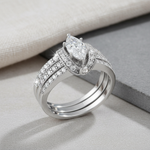 Sterling Silver Clear Marquise CZ Set Ring