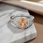 Sterling Silver Oval Champagne CZ Ring