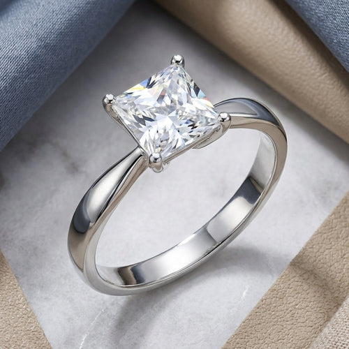 Sterling Silver Princess-Cut CZ Solitaire Ring