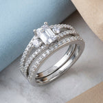Sterling Silver CZ Wedding Set Ring
