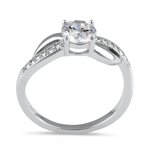 Sterling Silver Clear CZ Engagement Ring