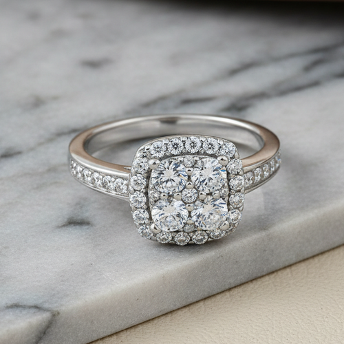 Sterling Silver Halo CZ Ring