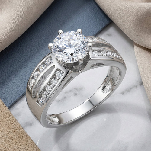 Sterling Silver Round CZ Ring