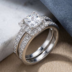 Sterling Silver Princess-Cut CZ 2-Piece Engagement Ring