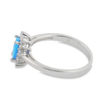 Sterling Silver Oval Blue Lab Opal CZ Ring