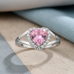 Sterling Silver Heart Pink CZ Ring