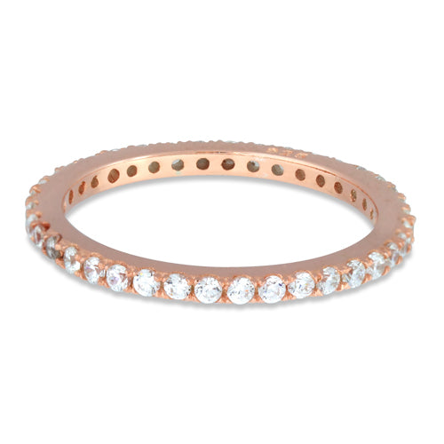 Sterling Silver Rose Gold Stackable Eternity CZ Ring