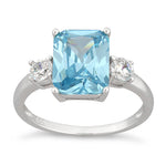 Sterling Silver Light Blue CZ Ring