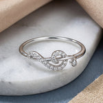 Sterling Silver Treble Clef Musical Note CZ Ring