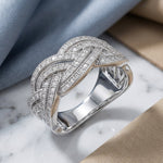 Sterling Silver Braided Pave CZ Ring