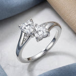 Sterling Silver Double Heart Clear CZ Ring
