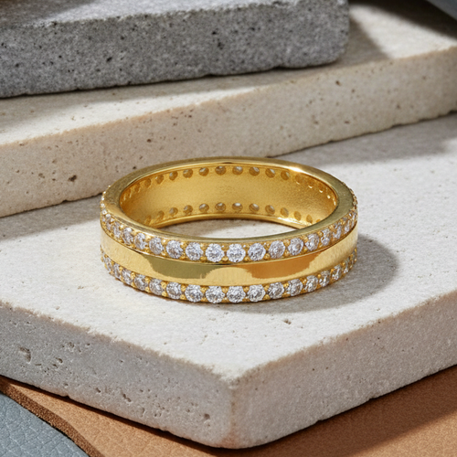 Gold Plated Sterling Silver Eternity CZ Ring