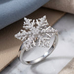 Sterling Silver Winter Snowflake Clear CZ Ring