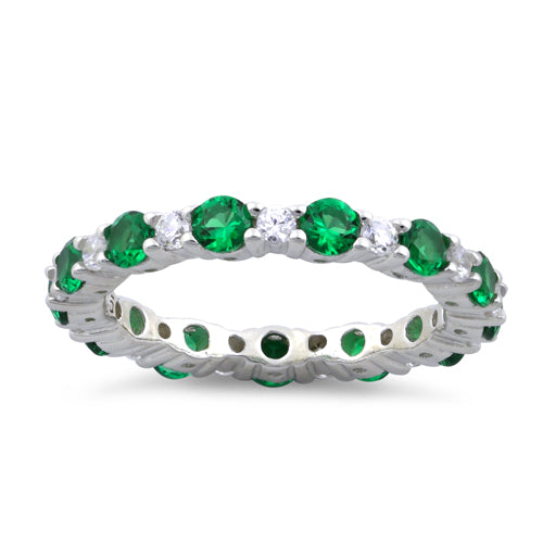 Sterling Silver Eternity Emerald CZ Ring