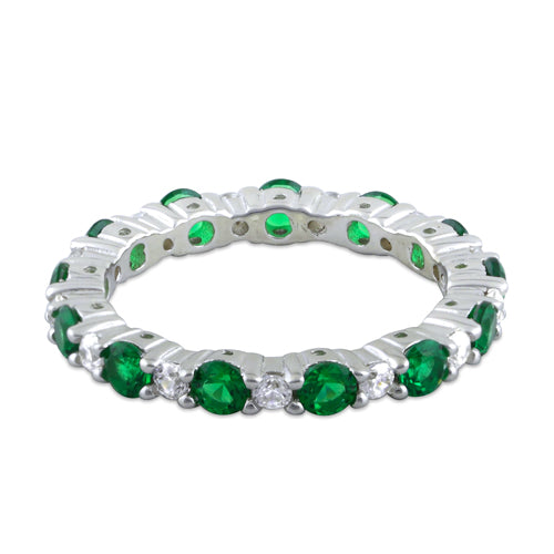 Sterling Silver Eternity Emerald CZ Ring