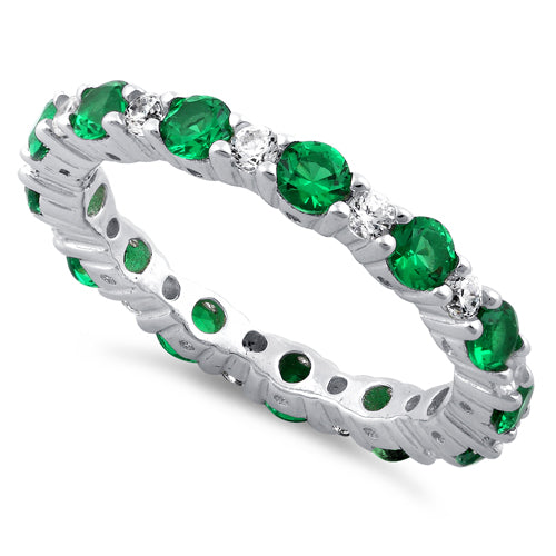 Sterling Silver Eternity Emerald CZ Ring