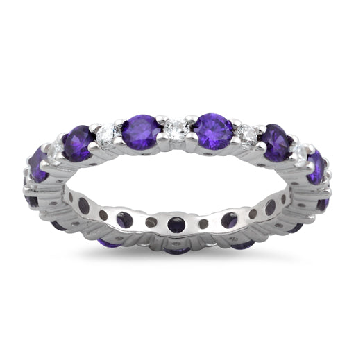 Sterling Silver Eternity Amethyst CZ Ring