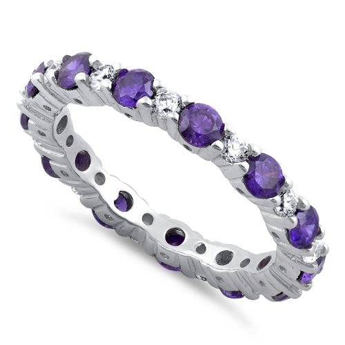 Sterling Silver Eternity Amethyst CZ Ring