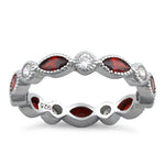 Sterling Silver Round & Marquise Garnet CZ Eternity Ring