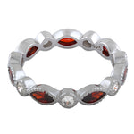 Sterling Silver Round & Marquise Garnet CZ Eternity Ring
